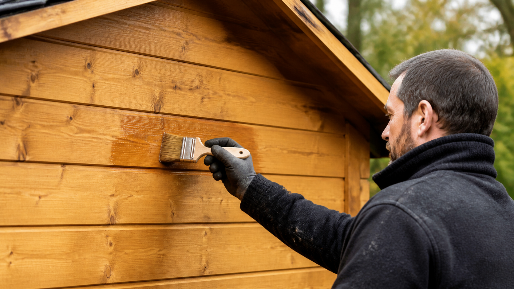 Illustratie bij hout buiten beschermen: een praktisch onderhoudsplan voor schuur en gevel