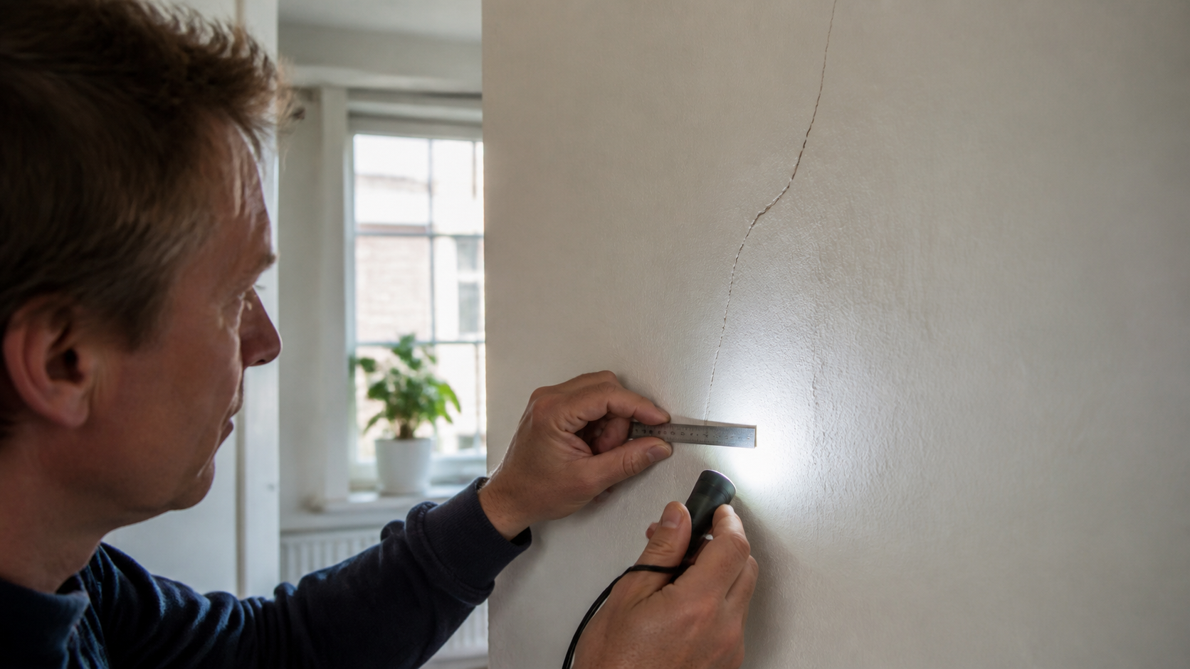 Illustratie bij scheuren in stucwerk beoordelen: wanneer is bijwerken verstandig?
